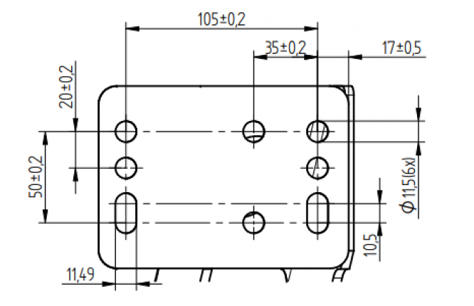 Overrun device flange with support wheel bracket