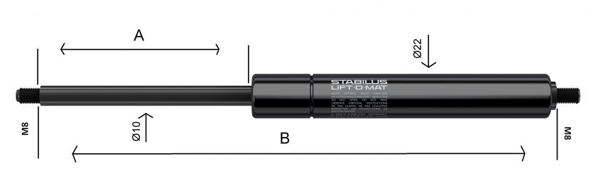 Gas struts 10x22 - 402760.344 - Gas Spring Strut
