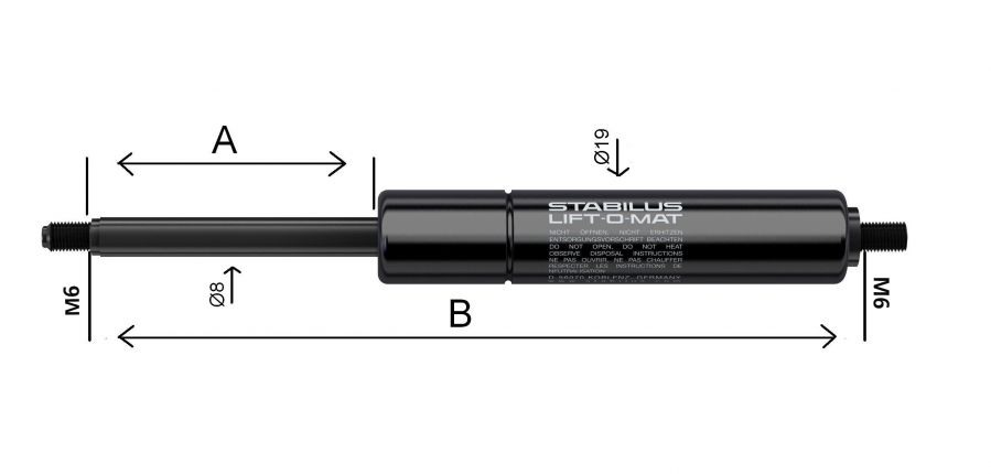 Gas struts 8x19 - 402760.185 - Gas Spring Strut