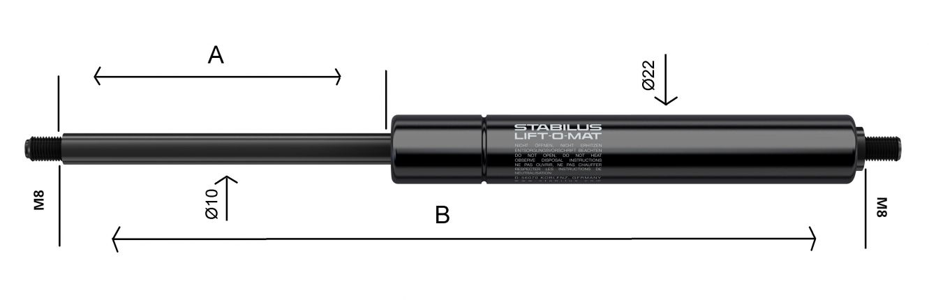 Gas springs 10x22 - 402760.339 - Gas Spring Strut