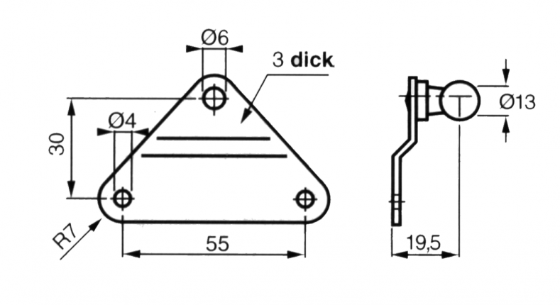 Mounting plate with angle joint - 402907.001 - Gas struts matériel de fixation