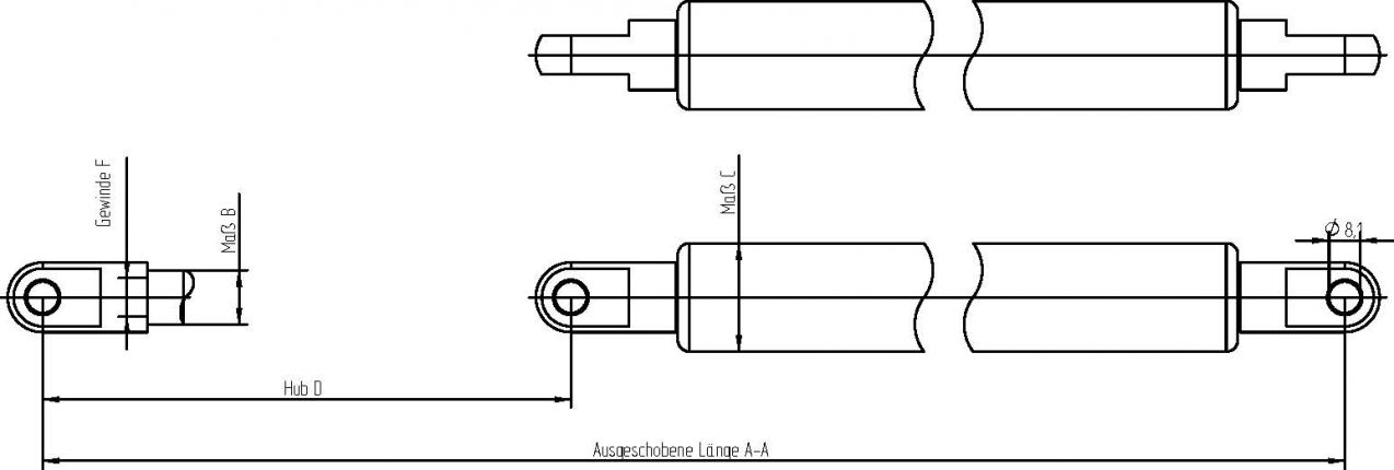 Gas spring with eye - 404435.001 - Gas Spring Strut