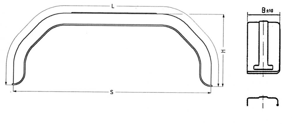 Mudguard double-axle sheet metal angular - 406731.001 - Mudguard
