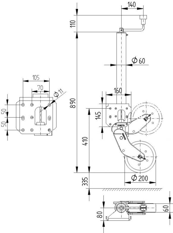 Support wheel ATK60V (increased load capacity, extended load stroke) - 416262.001 - Support wheels
