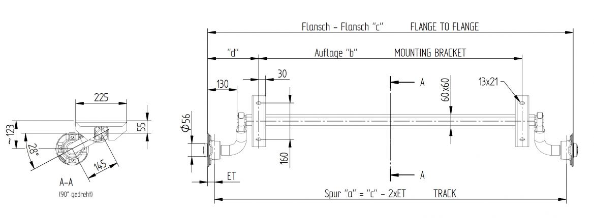 Axle VG7-L - 6A2036.015 - Axles unbraked