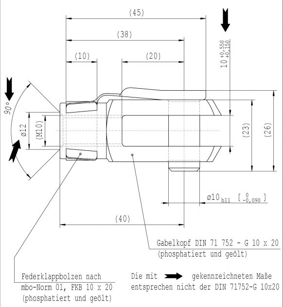 Fork head M10x20 - D71752.017 - Gas spring strut accessories